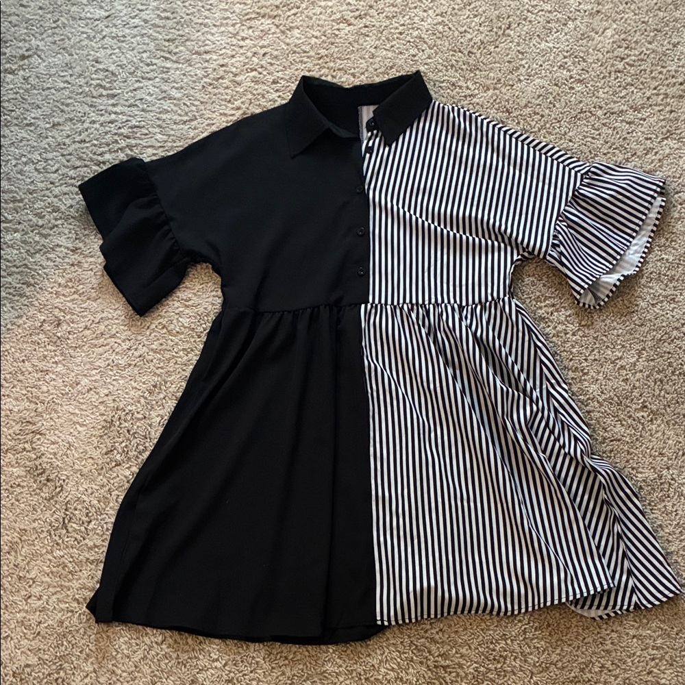 SHEIN Black and White Contrast Mini Dress